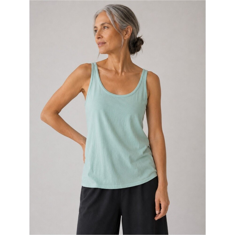Eileen Fisher Organic Cotton Scoop Neck Tank Top Light Blue Medium NWOT